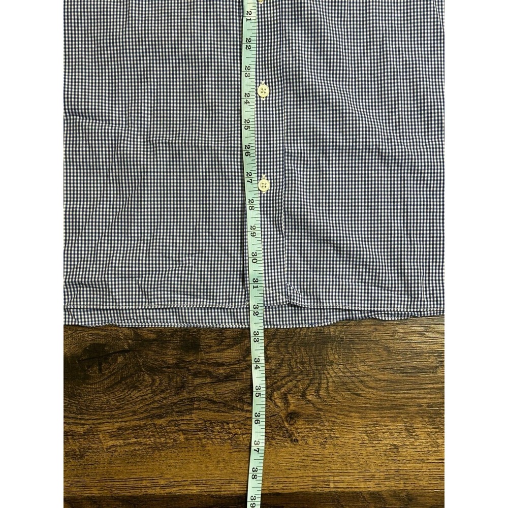 Robert Talbott Dress Shirt Men 17 Blue Checkered Single Chest Pocket Button Down - Picture 9 of 10
